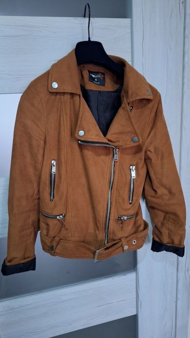 Świetna zamszowa ramoneska carmel 36