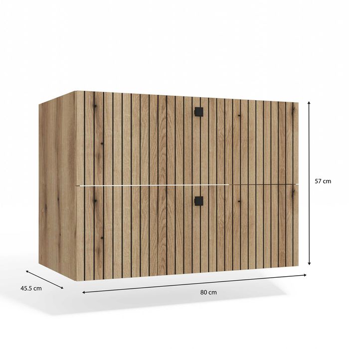 SZAFKA Pod Umywalkę TIGO 80 2S Ryflowany Front 80x57 Cm DĄB EVOKE