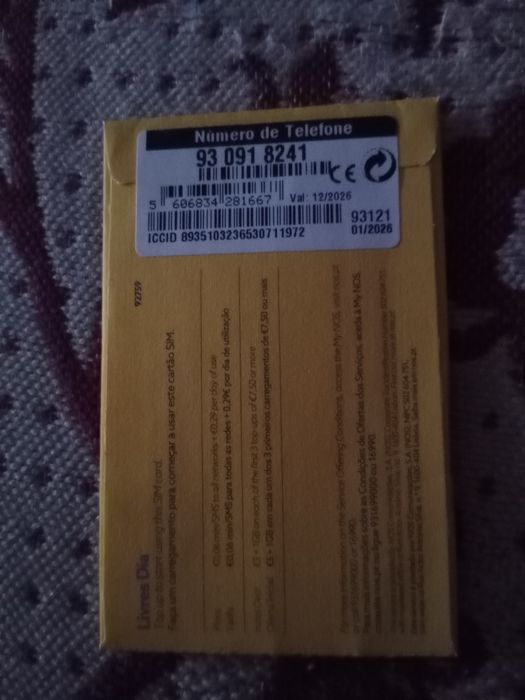 5€  cartão de telemóvel novo