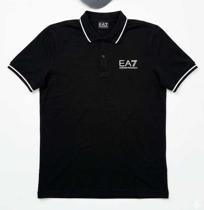Чоловіче Поло Armani чорне та біле (S-XXL)