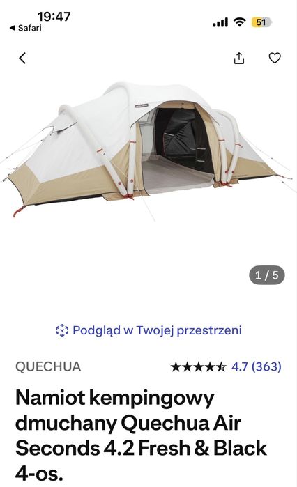 Namiot 4 osobowy dmuchany