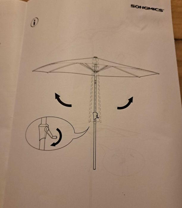 Parasol klasyczny Songmics szary 340 x 246 cm