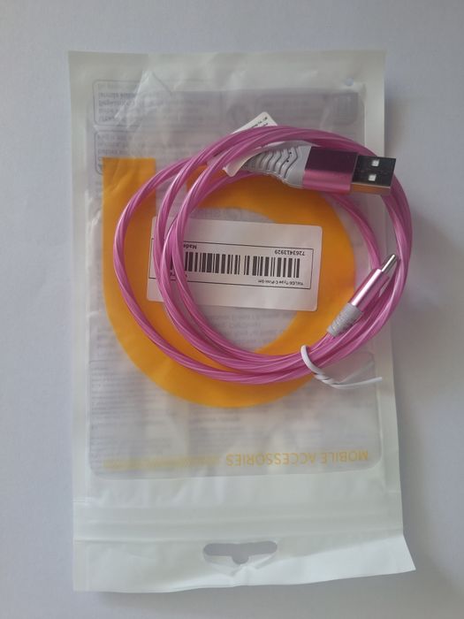 Świecący kabel USB typu C do szybkiego ładowania