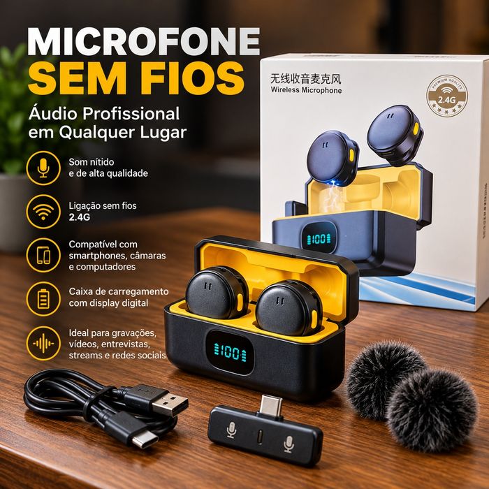Conjunto de 2 Microfones S/Fios