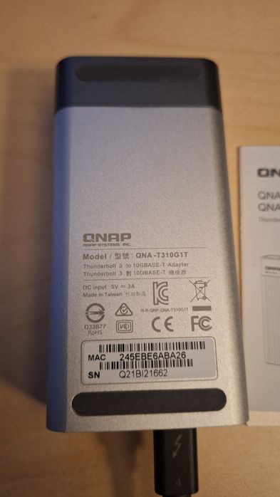 QNAP QNA-T310G1T placa/adaptador 10Gbe rj45  thunderbolt 3
QNAP QN