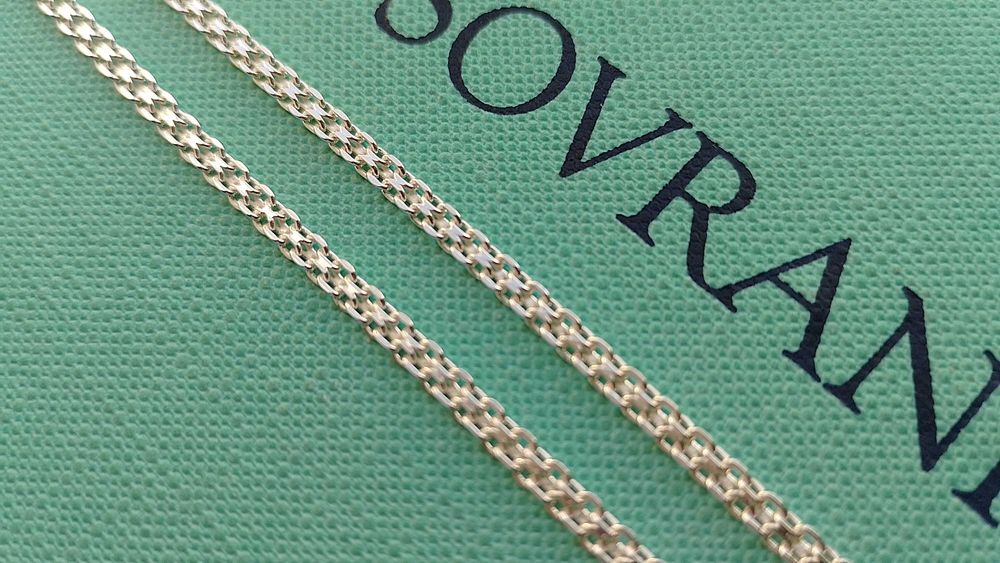 Подвійний якір бісмарк срібний ланцюг 50 55 см міцне якірне плетіння