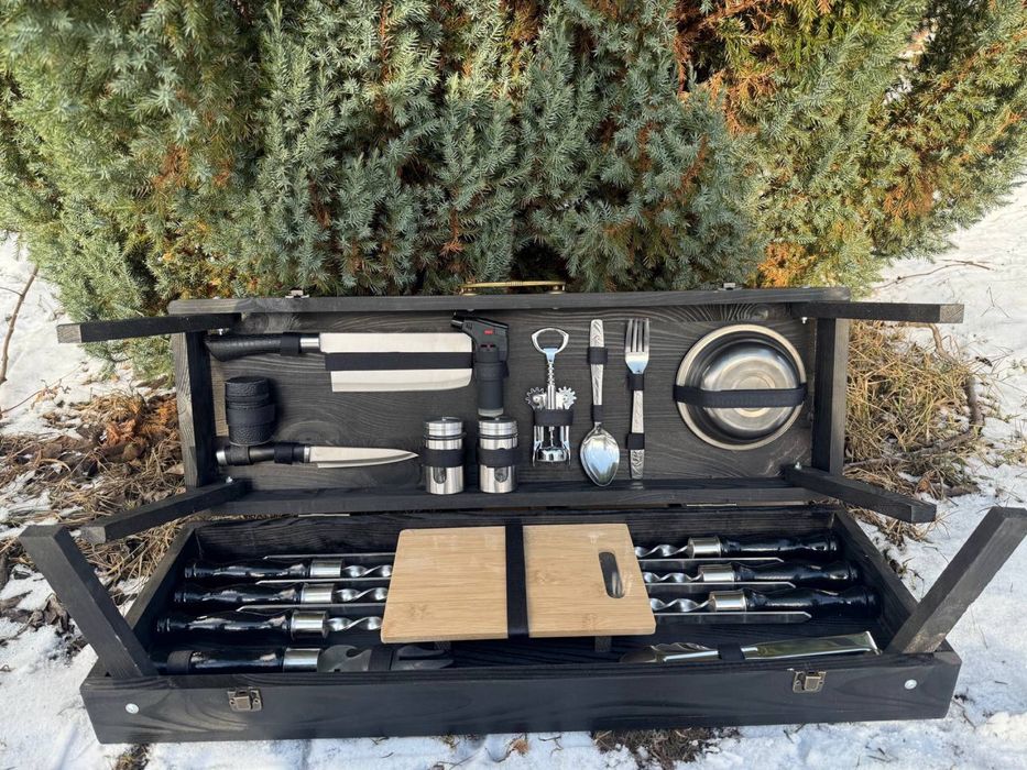 Качественные шампура в кейсе столике на подарок мужчине день рождения