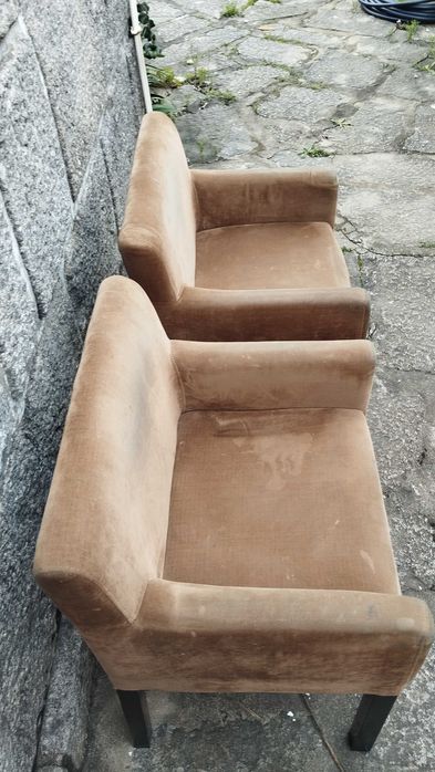 2x Cadeirões tecido e madeira