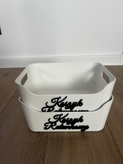 Koszyk ratunkowy elegancki biały ślub wesele czarny napis