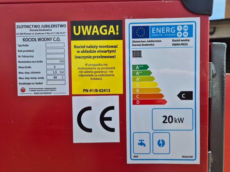 KOTŁY 20 kW do 200m2 Kocioł z PODAJNIKIEM Piec na EKOGROSZEK