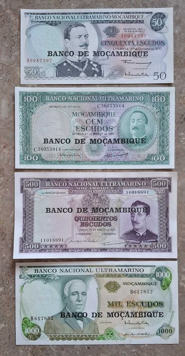 Moçambique - lote de 4 notas novas