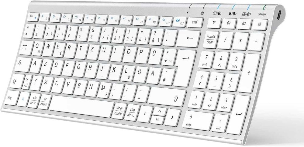 Klawiatura czarna Bluetooth, bezprzewodowa cienka, ładowalna QWERTZ