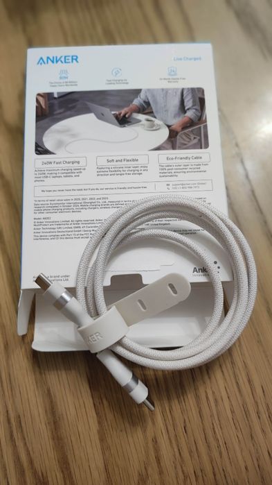 Зарядний кабель Anker Nano USB-C Cable 240W 0,9m, білий, чорний