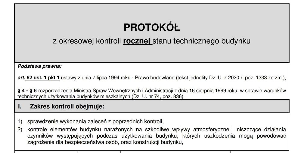 Przeglądy budynków roczne i pięcioletnie
