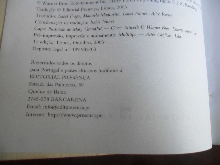 "Harry Potter e a Ordem da Fénix" de J. K. Rowling - 1ª Edição de 2003