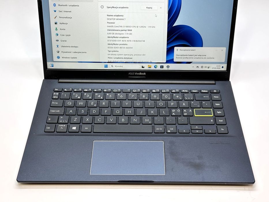 Asus x413j i3-1005G1 8GB RAM /256GB SSD 14'' WIN 11