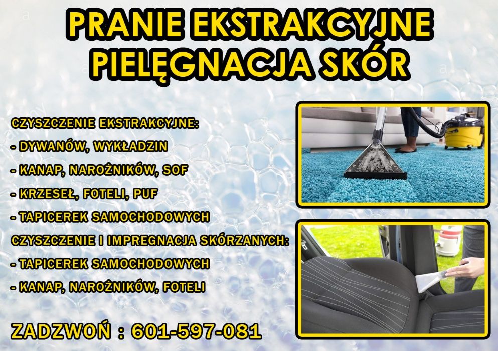 Pranie dywanów, kanap, tapicerki samochodowej, czyszczenie ekstrakcyjn
