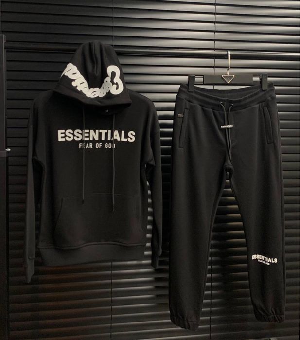 РАСПРОДАЖА! Спортивный костюм мужской Essentials черный худи штаны