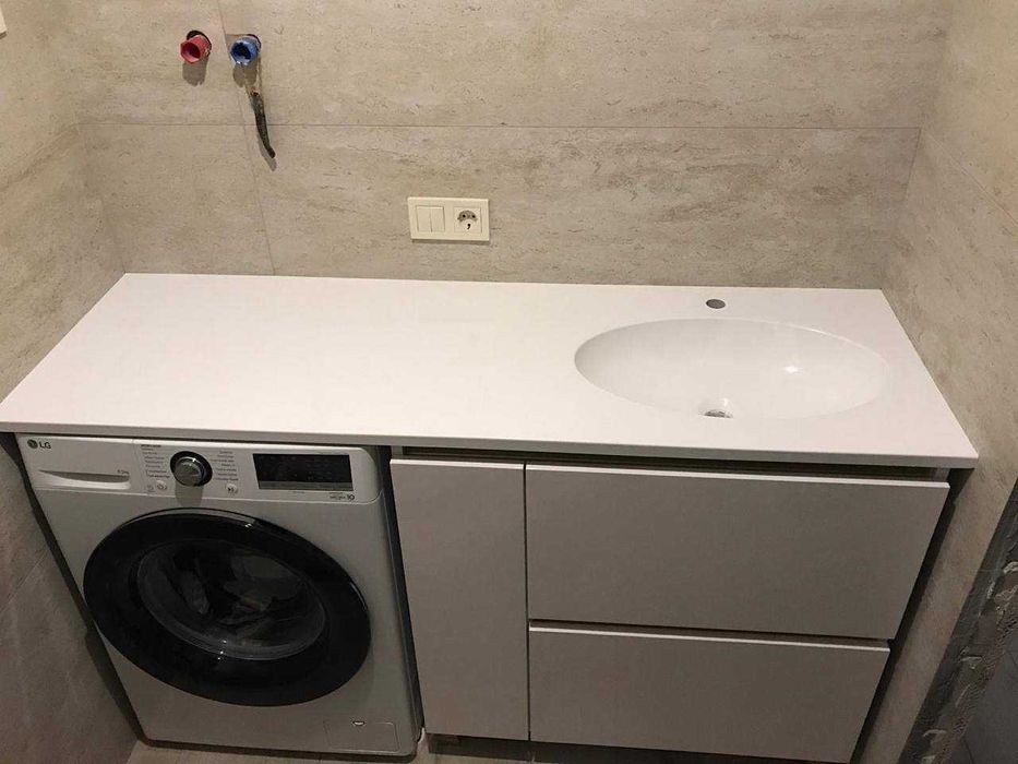 Тумби з умивальником інтегровані та накладні