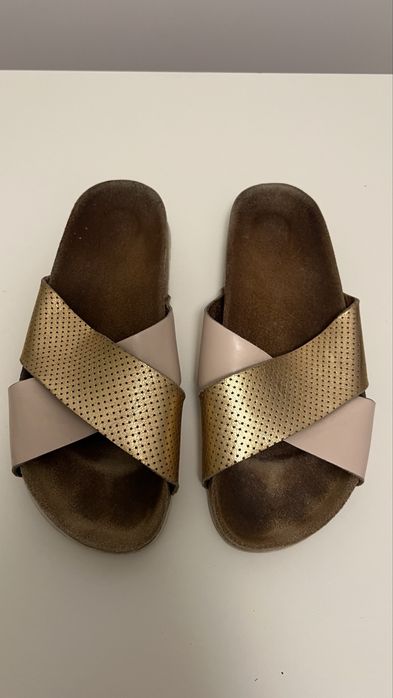 Klapki złote wojas 38 złoto różowe beżowe