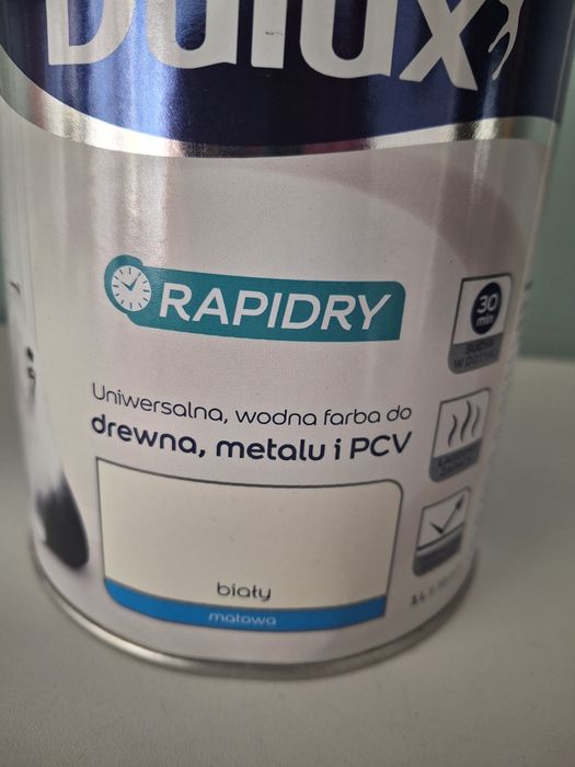 DULUX RAPIDRY emalia do drewna i metalu i PCV biała matowa L