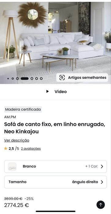 sofá de canto la redoute com chaise longue