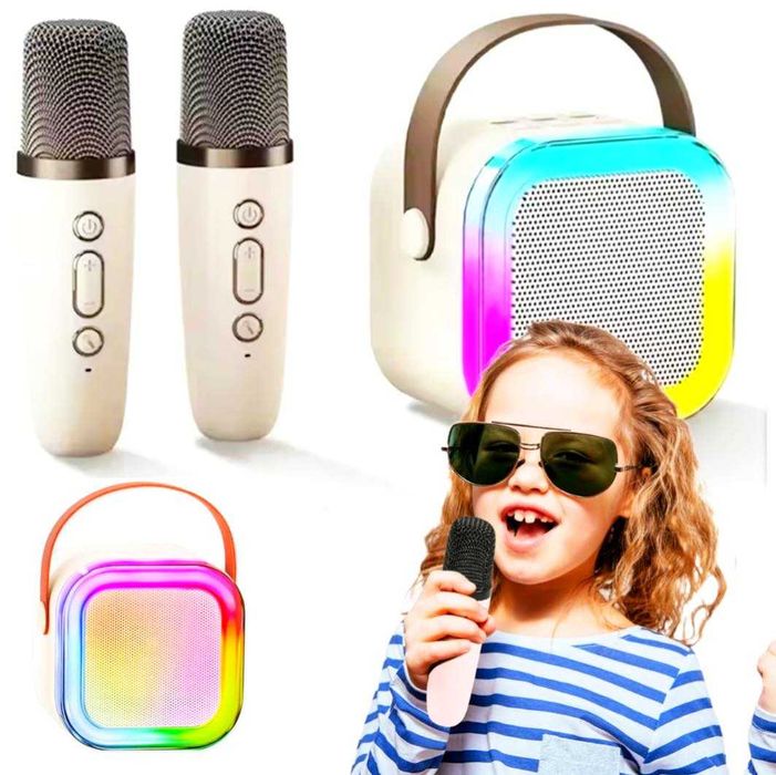 SUPER KARAOKE+mikrofony na zabawę dla dzieci funkcje efekty świetlne