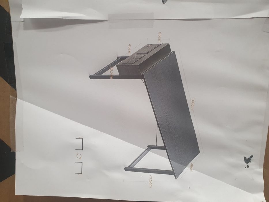 Mesa de  computador preta com bolsa de armazenamento-ODK