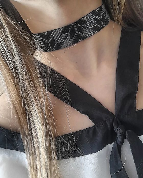 Naszyjnik- Choker z koralików ręcznie robione