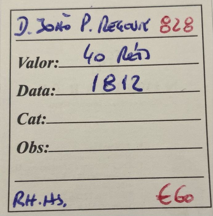 Moeda  828 - D JOAO P REGENTE 40 Reis 1812