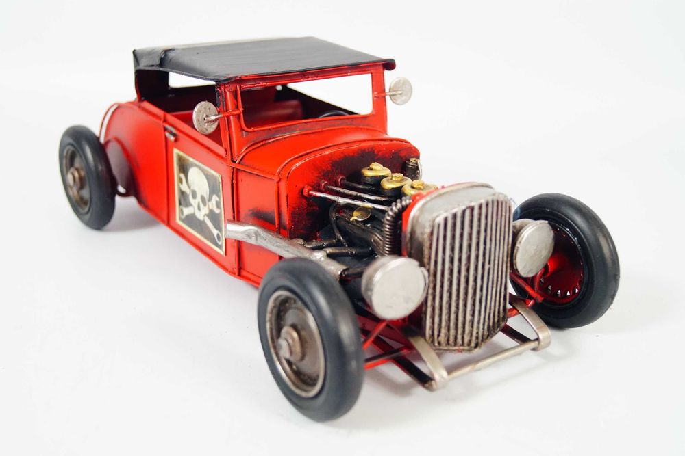 Metalowy pojazd - samochód retro -wyścigowy model rekwizyt