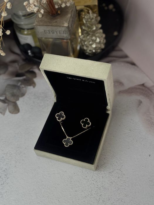 Сет в стилі Van cleef, набір ван кліф (сережки, підвіска, браслет)