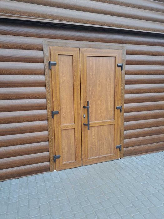 Двері металопластикові коричневі, антрацит