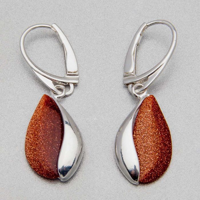 Komplet srebrnej biżuterii. Próba 925. Kamień piasek pustyni KJS010pp