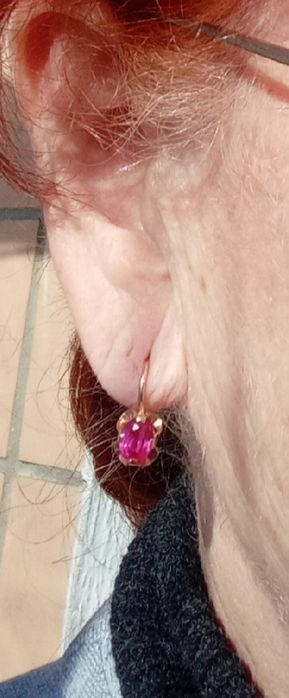 Серьги зол 583 вес 3 гр  рубин  натуральный