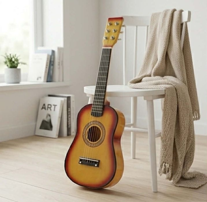 Klasyczna Gitara Drewniana dla Dzieci 6 Strun + Kostka do Nauki Gry