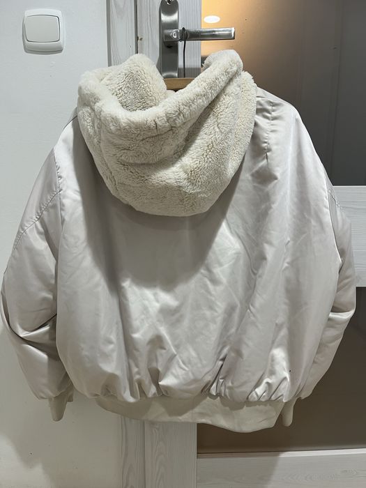 ZARA beżowa dwustronna kurtka z misiem