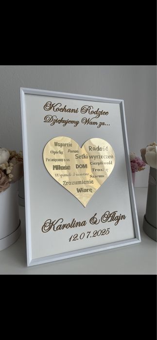 Podziękowanie dla rodziców, ramka na wesele