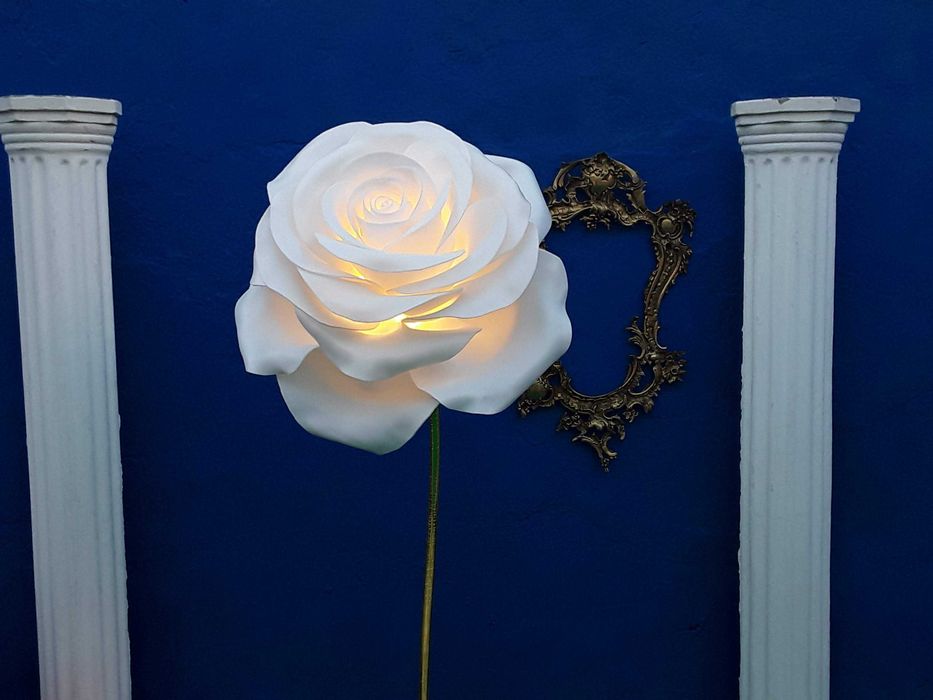 Rosa Branca com Luz – Arte, Emoção e Bem-Estar em Grande Escala