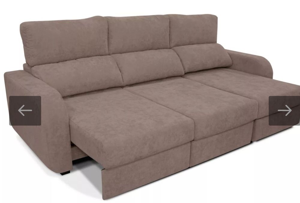 Chaise longue cama tecido APRIL dereita 4 lugares vison (Conforama)