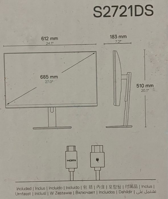 DELL Monitor S2721DS  27'' novo/new