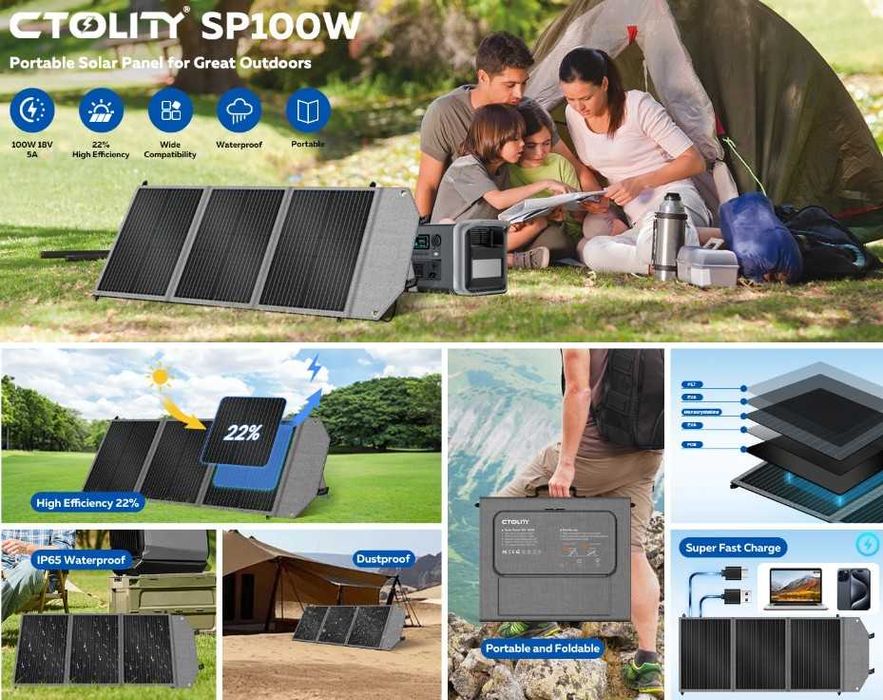 Painel Solar Dobrável 100W XT60, MC4 DC 5525 PWM12V