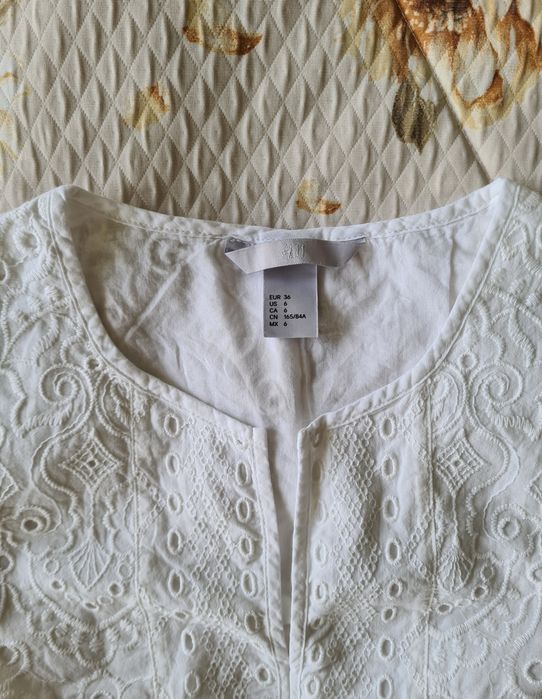 Sukienka midi H&M hafty ażurowa boho 36 S