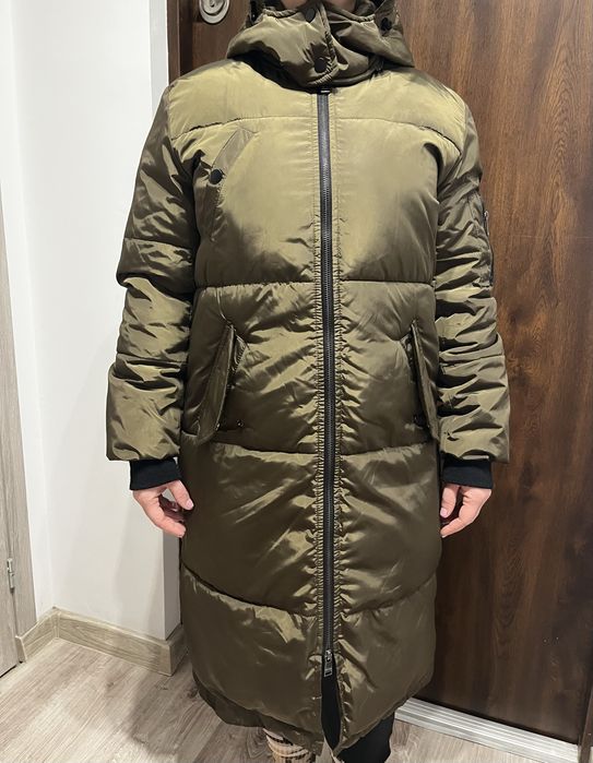 Puchowa kurtka płaszcz puchowy damski Fish Cropp militarna