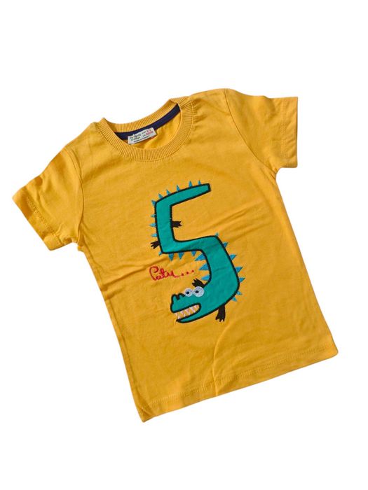 Koszulka żółta bluzka t-shirt dla chłopca krótki rękaw nowa 92-98