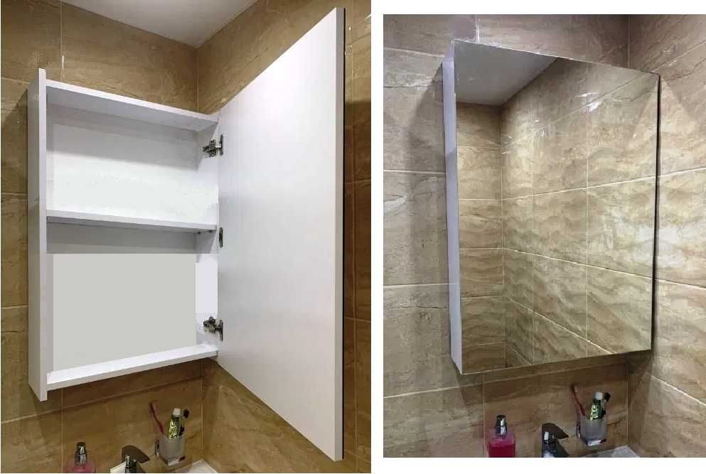 Комплект мебели в ванную: тумба с умывальником, зеркальный шкаф, пенал