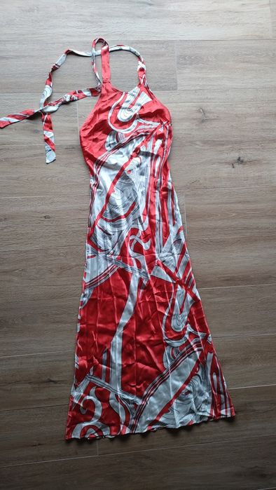 Nowa suknia maxi fancy abstract S 36