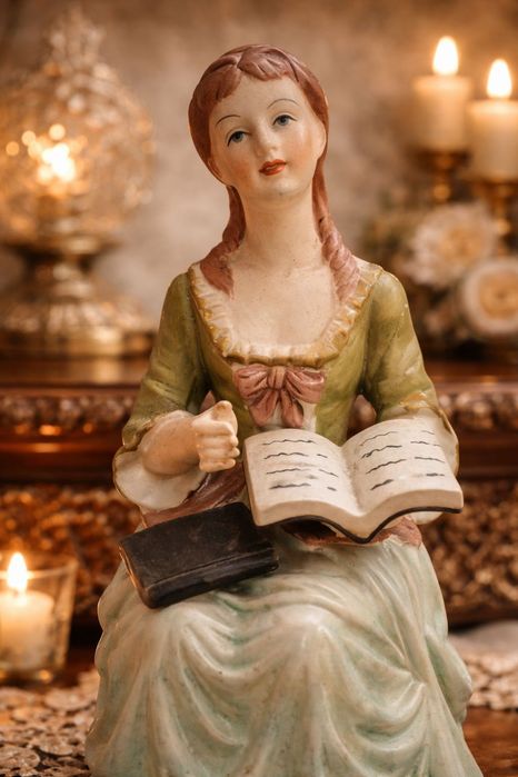 Фарфор Arte Italiana • Дама с книгой • 22 см • Stile Capodimonte