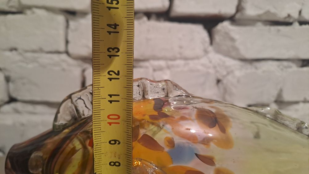 Duża szklana ryba z PRLu, 32cm długości *CUDO*