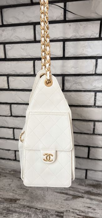 Жіноча сумка Chanel 25 Small White Caviar Leather Premium